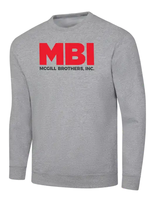 Light Grey Heather 7.8 oz Ring Spun Crew Sweatshirt w/MBI Logo