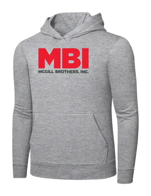 Light Grey Heather 7.8 oz Ring Spun Hooded Sweatshirt w/MBI Logo