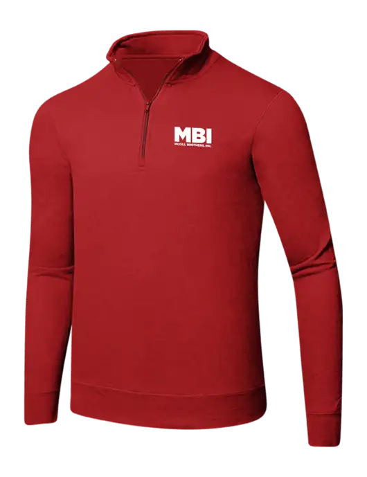 Bright Red 8.5 oz Ring Spun 1/4 Zip Pullover Sweatshirt w/MBI Logo