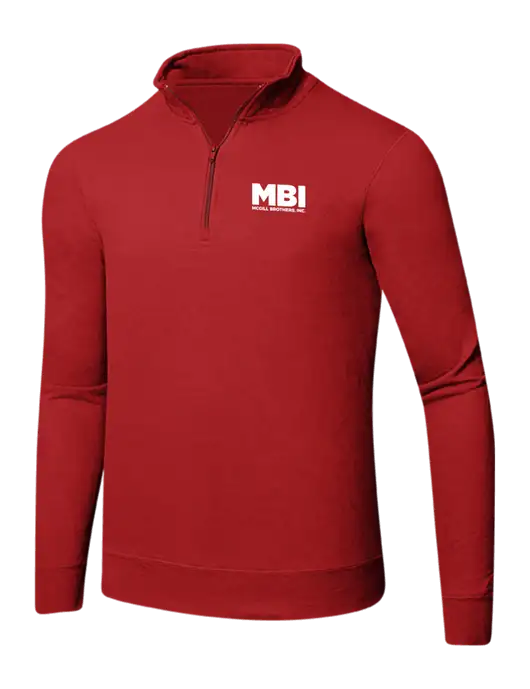 Bright Red 8.5 oz Ring Spun 1/4 Zip Pullover Sweatshirt w/MBI Logo