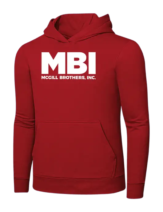 Bright Red 8.5 oz Ring Spun Hooded Sweatshirt w/MBI Logo