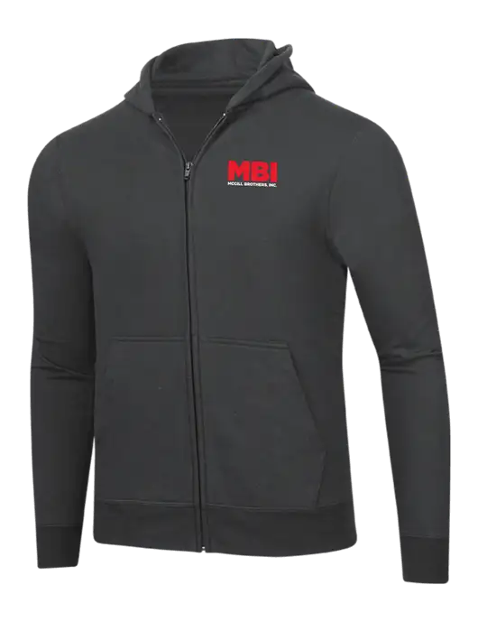 Charcoal 8.5 oz Ring Spun Zip Hooded Sweatshirt w/MBI Logo