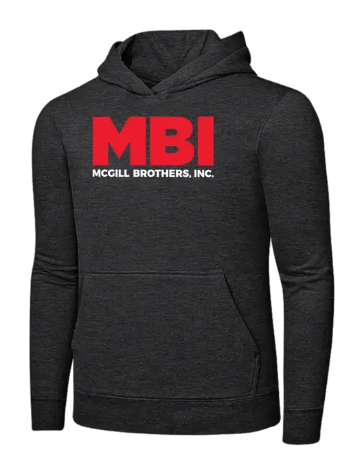 Dark Heather Grey 7.8 oz Ring Spun Hooded Sweatshirt w/MBI Logo