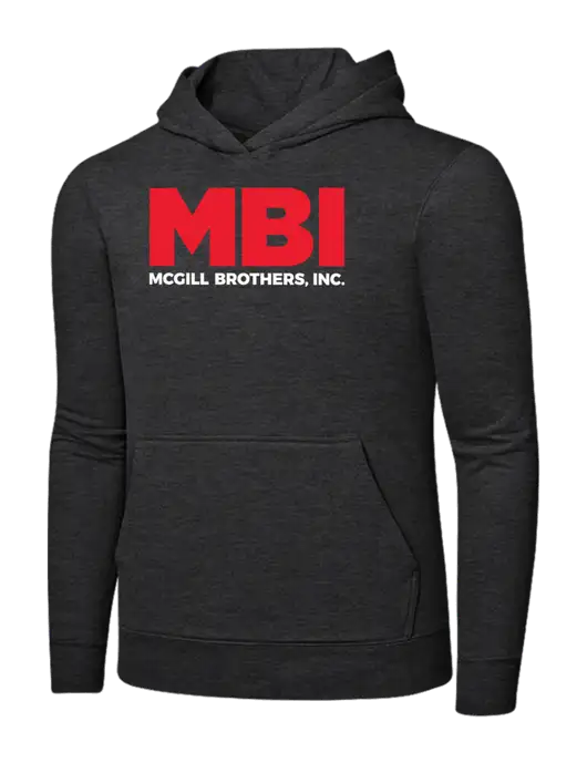 Dark Heather Grey 7.8 oz Ring Spun Hooded Sweatshirt w/MBI Logo