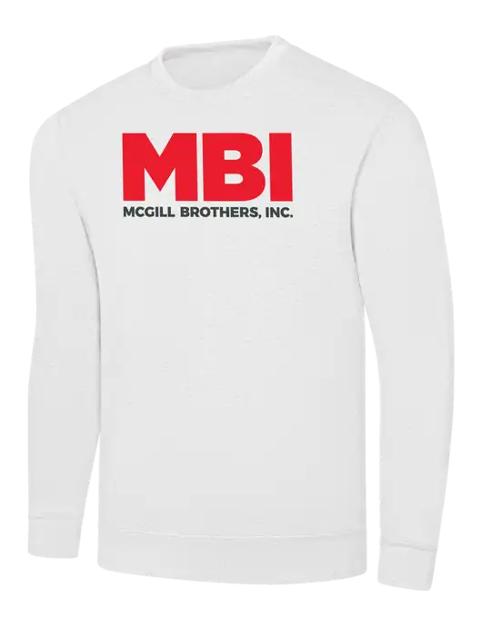 White 7.8 oz Ring Spun Crew Sweatshirt w/MBI Logo