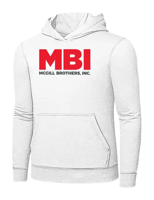 White 7.8 oz Ring Spun Hooded Sweatshirt w/MBI Logo