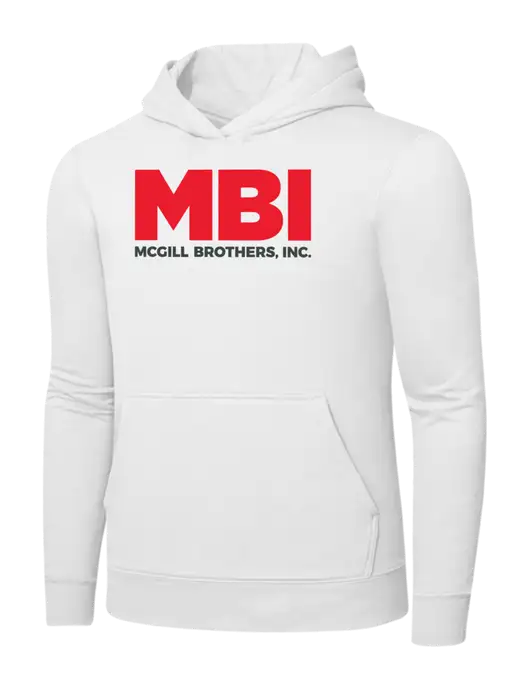 White 7.8 oz Ring Spun Hooded Sweatshirt w/MBI Logo