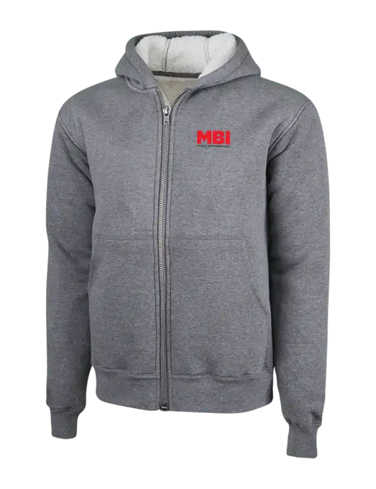 Cornerstone Grey Heather Heavyweight Sherpa Lined Hooded Fleece Jacket w/MBI Logo