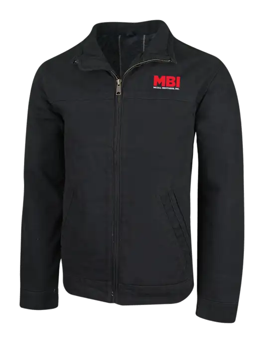 Cornerstone Black Washed Duck Cloth Flannel Lined Work Jacket w/MBI Logo