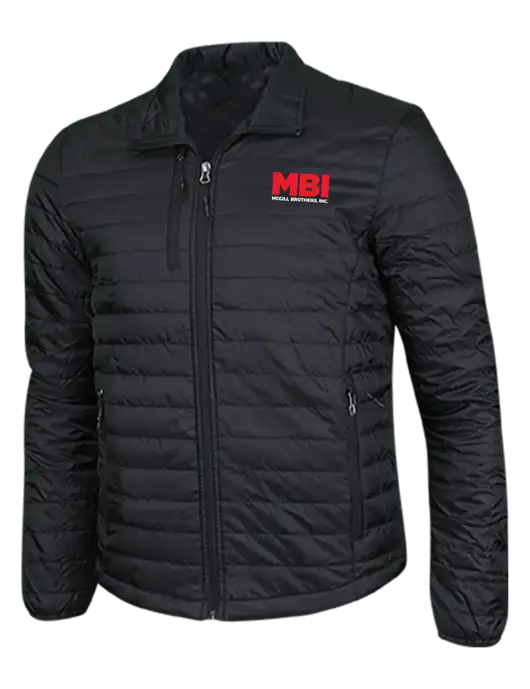 Deep Black Puffy Packable Jacket w/MBI Logo