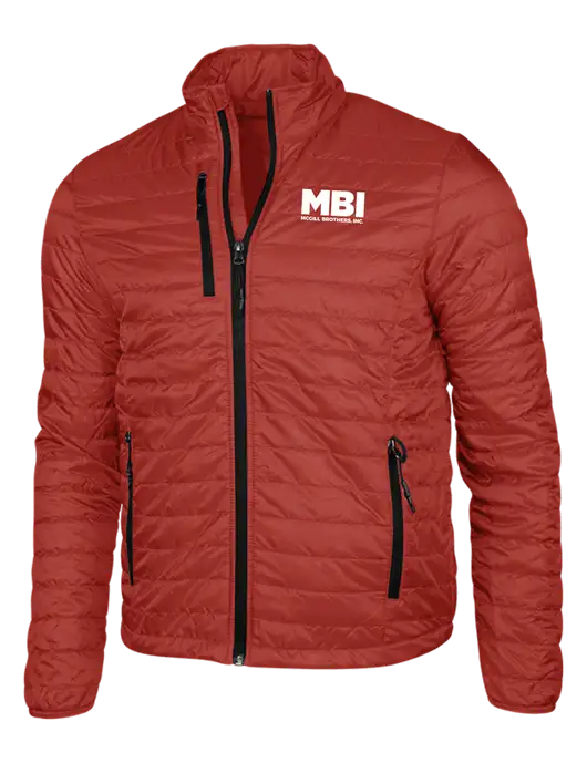 Dark Red Puffy Packable Jacket w/MBI Logo