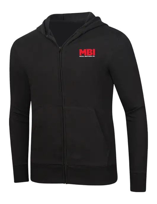 Full-Zip Black Hooded Sweatshirt w/MBI Logo