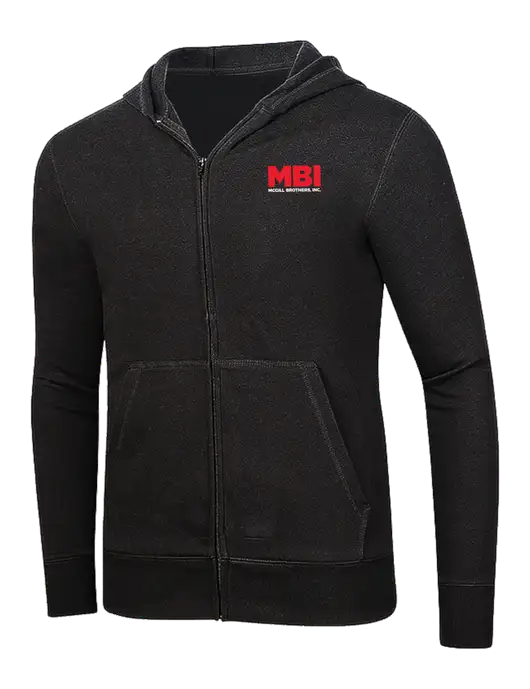 Full-Zip Black Heavyweight Hooded Sweatshirt w/MBI Logo