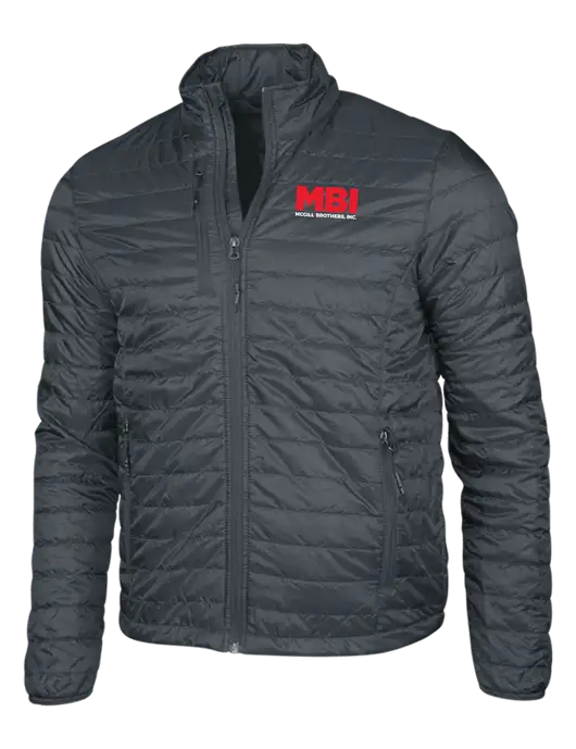 Dark Grey Puffy Packable Jacket w/MBI Logo
