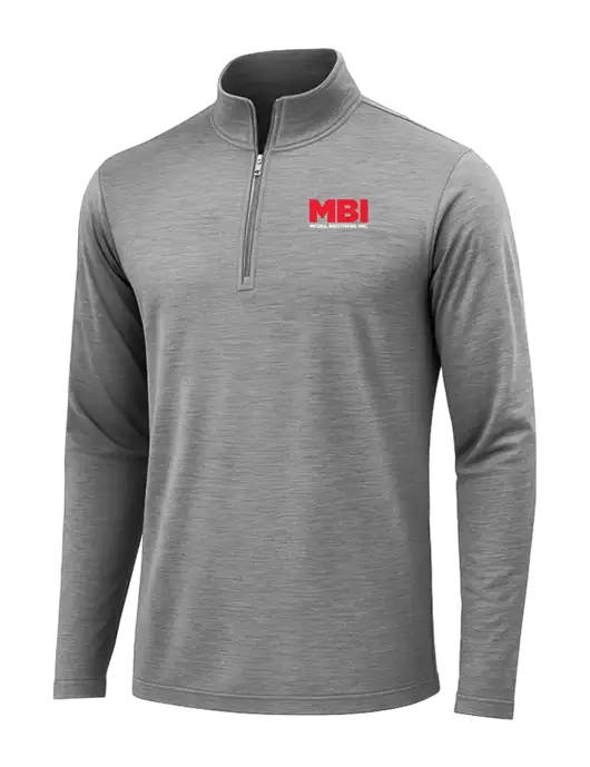 Dark Grey Heather Posicharge Tri-Blend Wicking 1/4 Zip Pullover w/MBI Logo