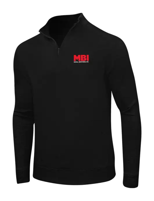 Deep Black/Charcoal Heather Interlock 1/4 Zip w/MBI Logo