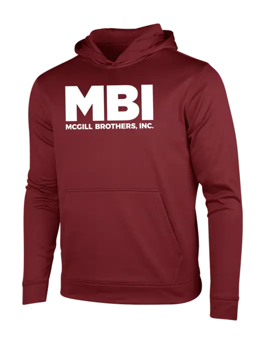 Deep Red Sport-Wick Fleece Hooded Pullover w/MBI Logo