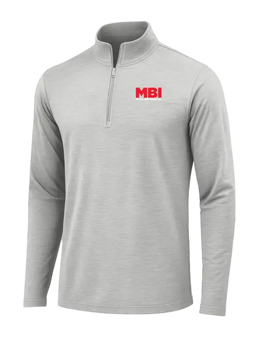 Light Grey Heather Posicharge Tri-Blend Wicking 1/4 Zip Pullover w/MBI Logo