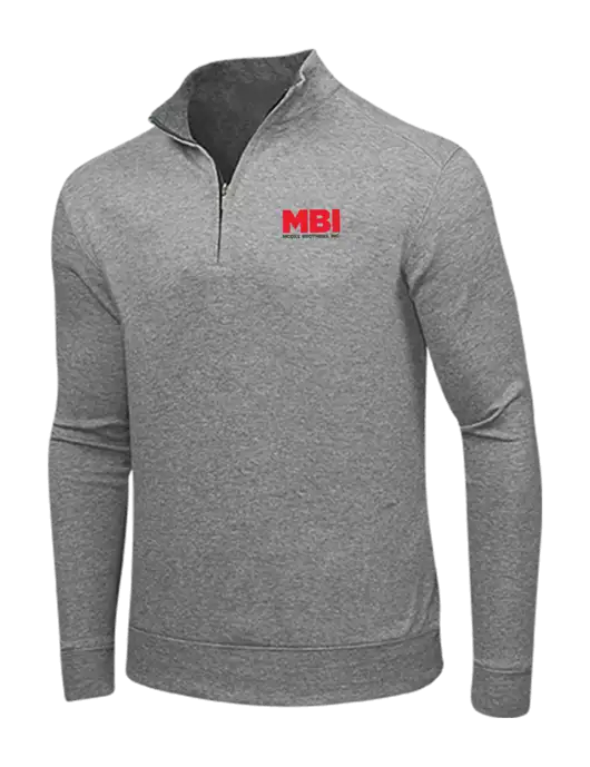 Medium Heather Grey/Charcoal Heather Interlock 1/4 Zip w/MBI Logo