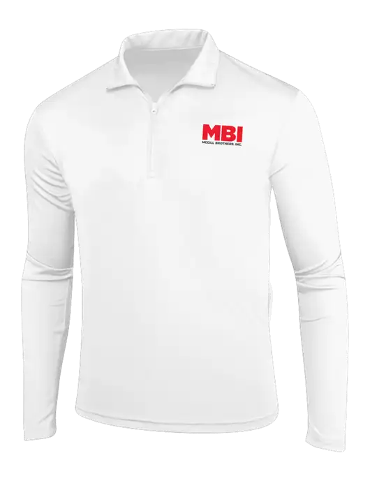 White PosiCharge Competitor 1/4 Zip Pullover w/MBI Logo