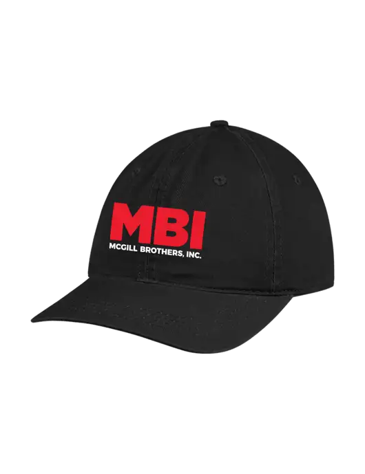 Garment Washed Unstructured Twill Black Cap w/MBI Logo