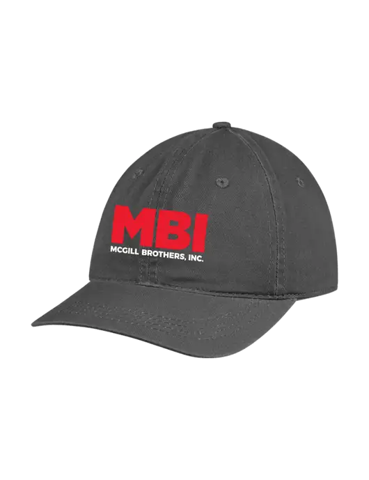 Garment Washed Unstructured Twill Charcoal Cap w/MBI Logo