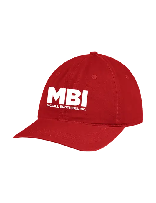 Garment Washed Unstructured Twill Red Cap w/MBI Logo