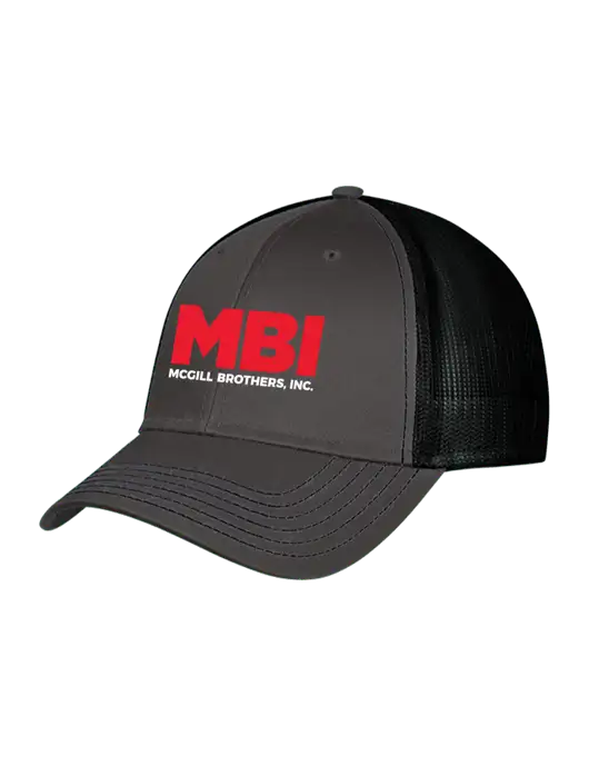 Charcoal & Black Mesh Trucker Cap Snap Back w/MBI Logo