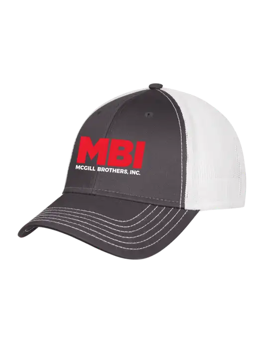 Dark Grey/White Mesh Trucker Cap Snap Back w/MBI Logo
