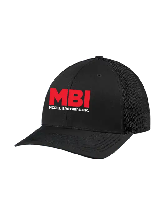 Richardson Adjustable Snapback Original 112 Trucker Cap Black w/Black Mesh w/MBI Logo