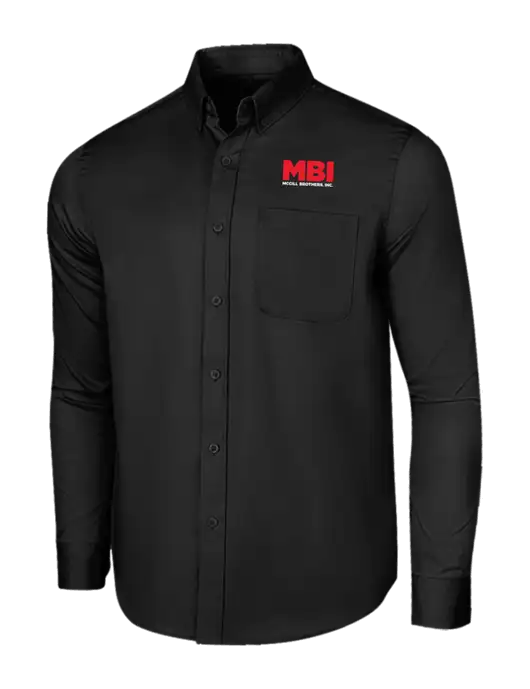 Long Sleeve Deep Black Superpro React Twill Shirt w/MBI Logo