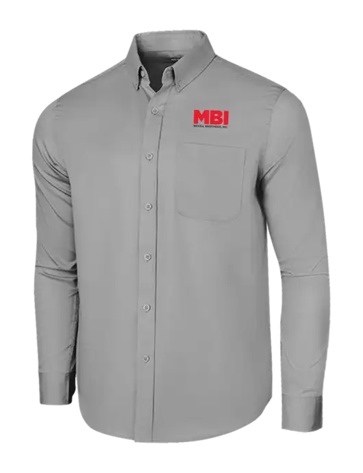 Long Sleeve Light Grey Superpro React Twill Shirt w/MBI Logo