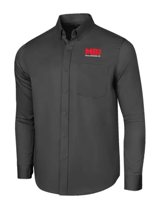 Long Sleeve Dark Grey Superpro React Twill Shirt w/MBI Logo