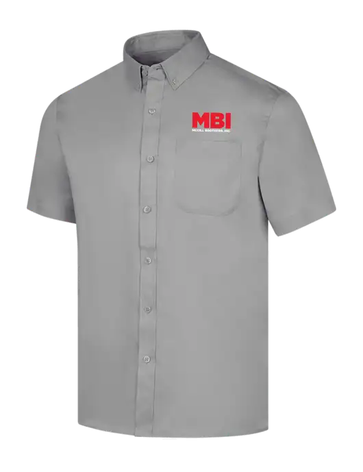 Short Sleeve Light Grey Superpro React Twill Shirt w/MBI Logo