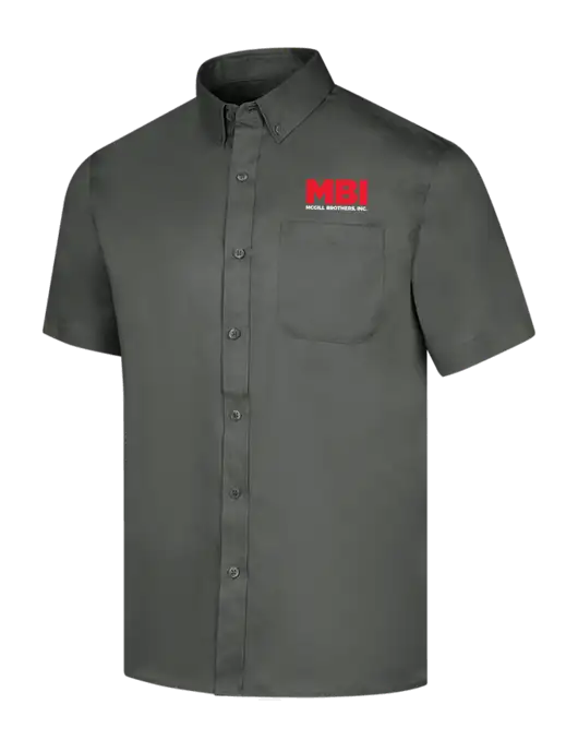 Short Sleeve Dark Grey Superpro React Twill Shirt w/MBI Logo