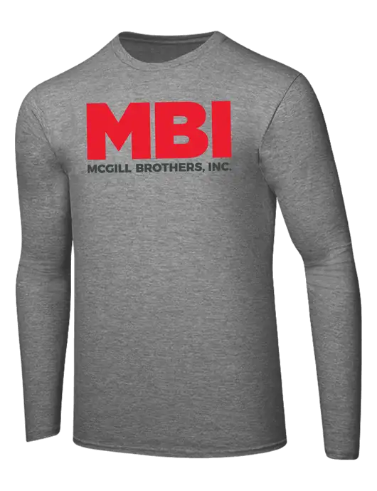 Ring Spun Light Heather Grey 4.5 oz Long Sleeve T-Shirt w/MBI Logo