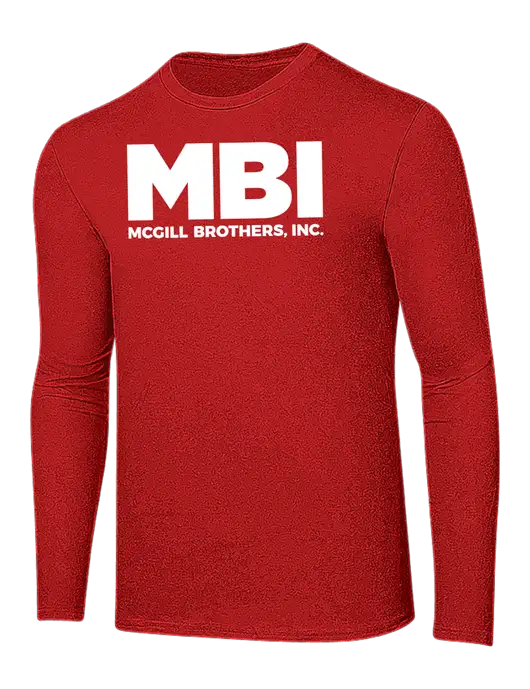 Ring Spun Dark Red 4.5 oz Long Sleeve T-Shirt w/MBI Logo