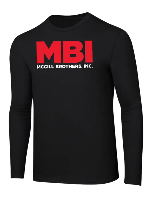 Ring Spun Jet Black 4.5 oz Long Sleeve T-Shirt w/MBI Logo