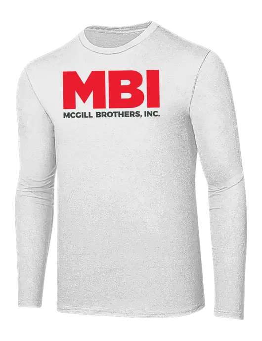 Ring Spun White 4.5 oz Long Sleeve T-Shirt w/MBI Logo