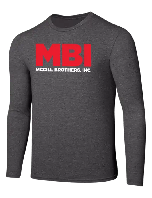 Seriously Soft Heathered Charcoal Long Sleeve T-Shirt w/MBI Logo