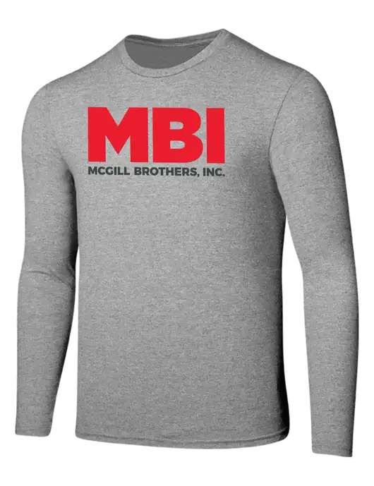 Seriously Soft Light Heathered Grey Long Sleeve T-Shirt w/MBI Logo