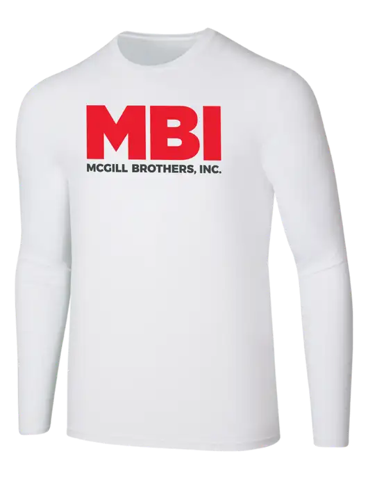 Seriously Soft White Long Sleeve T-Shirt w/MBI Logo