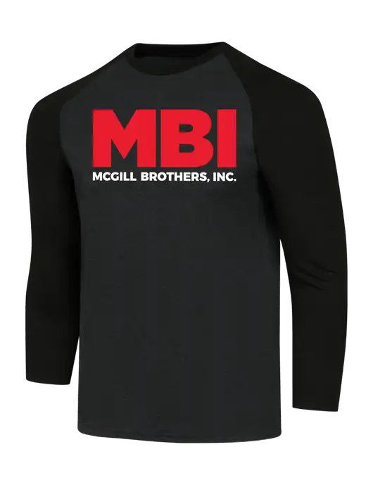 Simply Soft 3/4 Sleeve Black/Black Frost Ring Spun Cotton T-Shirt w/MBI Logo