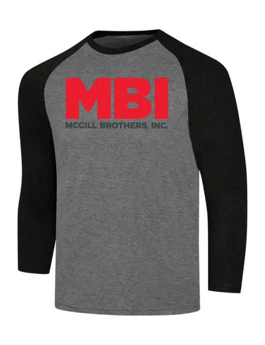 Simply Soft 3/4 Sleeve Black Frost/Grey Frost Ring Spun Cotton T-Shirt w/MBI Logo