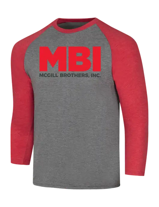 Simply Soft 3/4 Sleeve Red Frost/Grey Frost Ring Spun Cotton T-Shirt w/MBI Logo