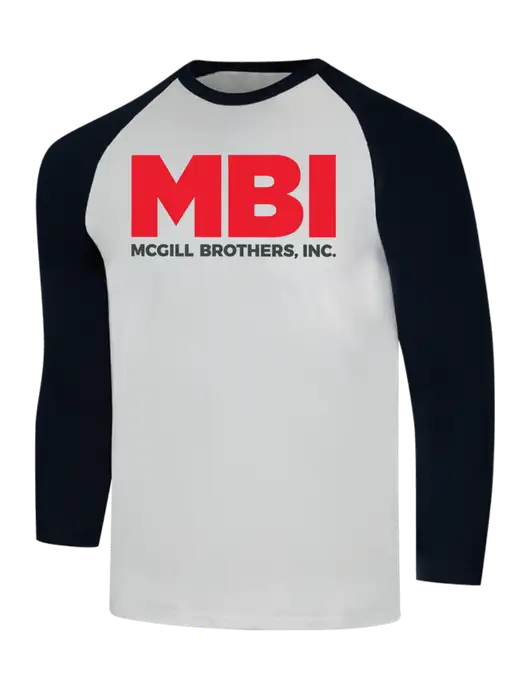 Simply Soft 3/4 Sleeve Black/White Ring Spun Cotton T-Shirt w/MBI Logo