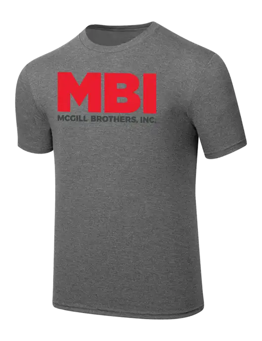 Simply Soft Heathered Medium Grey 4.5oz  Poly/Combed Ring Spun Cotton T-Shirt w/MBI Logo