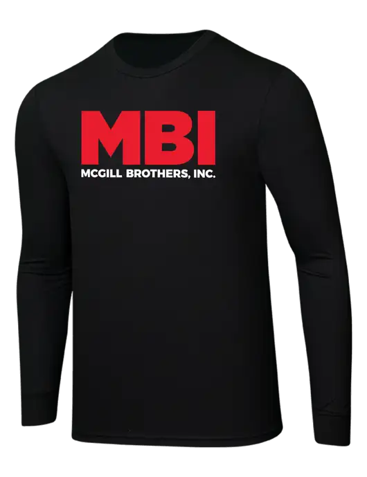Simply Soft Long Sleeve Black 4.5 oz, Poly/Combed Ring Spun Cotton T-Shirt w/MBI Logo