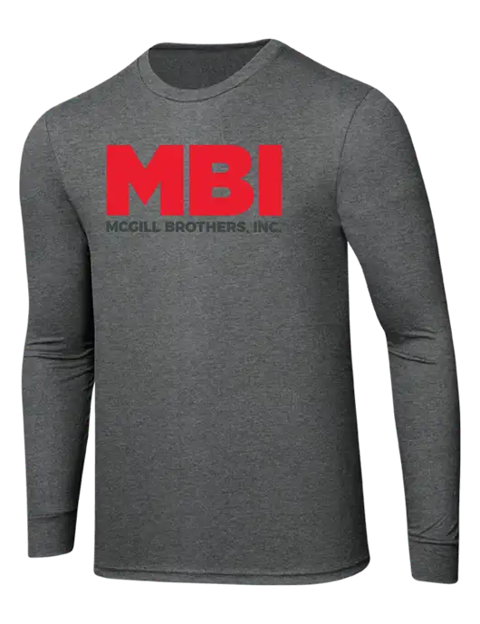 Simply Soft Long Sleeve Medium Grey Frost 4.5 oz, Poly/Combed Ring Spun Cotton T-Shirt w/MBI Logo