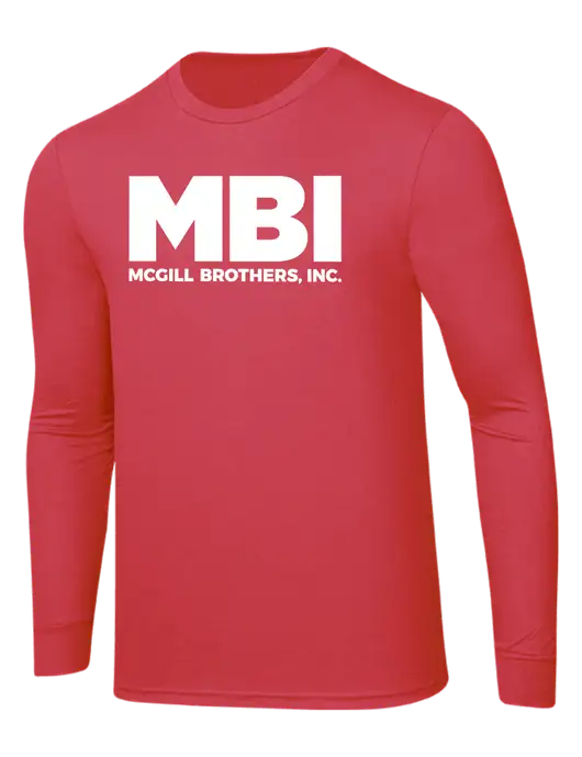 Simply Soft Long Sleeve Red Frost 4.5 oz, Poly/Combed Ring Spun Cotton T-Shirt w/MBI Logo
